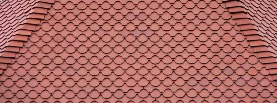 Plum Red club and ornamental fishtail Tiles